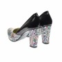 Pantofi dama, eleganti din piele naturala de culoare neagra lacuita cu imprimeu, toc 9cm - NAA8NCOLOR