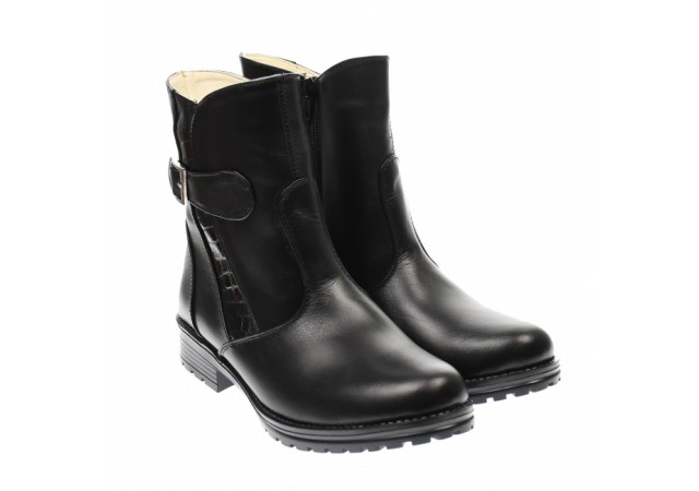 Oferta marimea 35 - Ghete dama clasice din piele naturala, cu fermoar, negre, IMBLANITE-  LMVS51CR