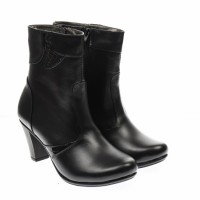 Ghete dama din piele naturala, cu fermoar, negre, IMBLANITE - 46