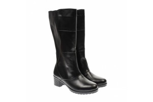Cizme dama lungi din piele naturala, cu fermoar, negre, IMBLANITE - MVS6N