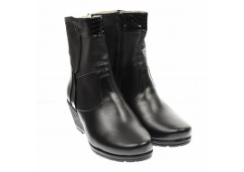 Ghete dama din piele naturala, cu fermoar, imblanite, Negru, MVS31N