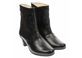 Cizme scurte dama din piele naturala, cu fermoar, negre, IMBLANITE - 34