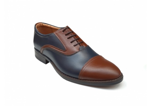 Pantofi barbati eleganti, din piele naturala, Maro - Albastru, CIUCALETI SHOES - TEST44