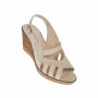 Sandale dama de vara cu platforme de 7 cm, din piele naturala, bej, S64BEJBOX
