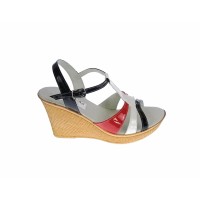Sandale dama, din piele naturala, Platforme 7cm, Rosu, Alb, Negru, LAC, S47RAN1