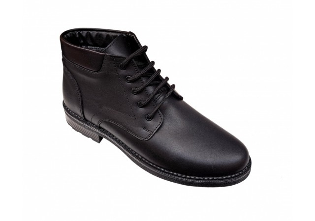 Ghete barbati casual, din piele naturala, imblanite, negre, CIUCALETI SHOES - GB101N