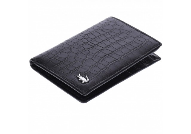 Portofel barbati din piele naturala, negru, 9 x 12 cm, KDL-525
