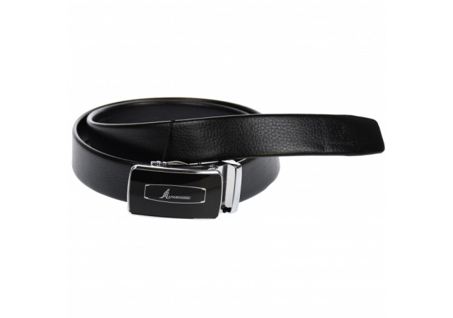 Curea din piele pentru barbati, catarama metalica fara ac, latime 3.5 cm, lungime reglabila, negru - LS207NSS