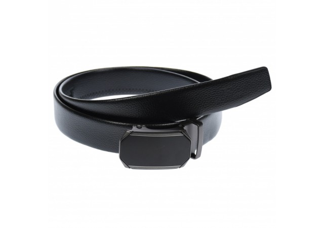 Curea din piele pentru barbati, catarama metalica fara ac, latime 3.5 cm, lungime reglabila, negru - LS232NNS