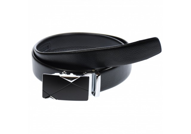 Curea din piele pentru barbati, catarama metalica fara ac, latime 3.5 cm, lungime reglabila, negru - LS240NSS