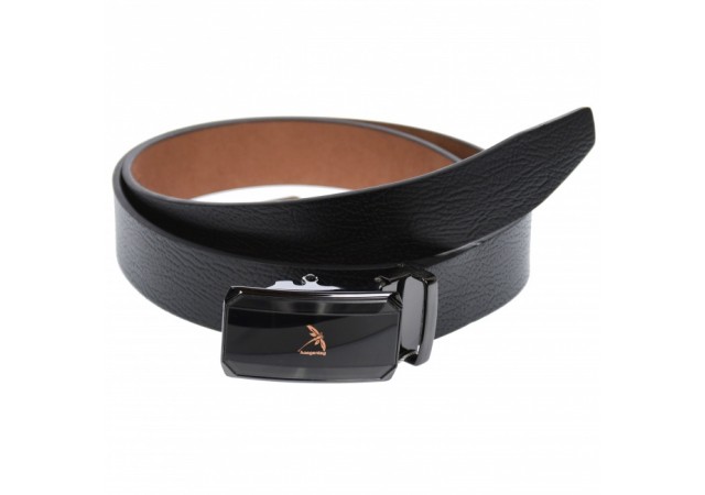 Curea din piele pentru barbati, catarama metalica fara ac, latime 3.5 cm, lungime reglabila, negru - LS256NNBR