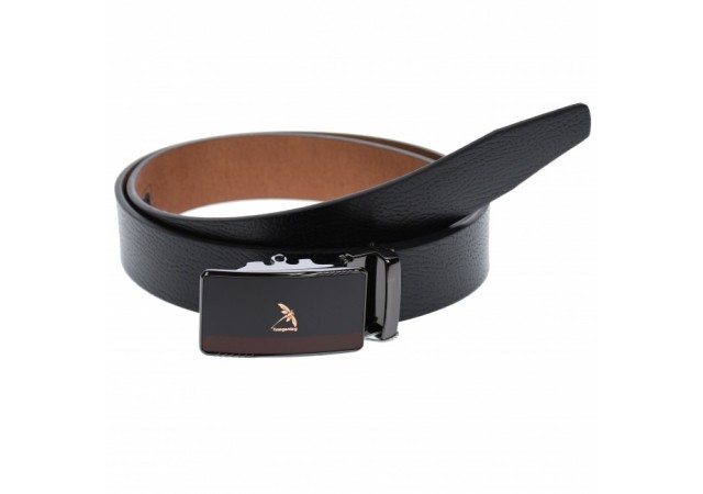 Curea din piele pentru barbati, catarama metalica fara ac, latime 3.5 cm, lungime reglabila, negru - LS258NNBR
