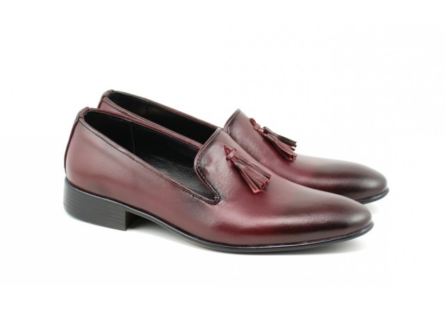 Pantofi barbati eleganti, din piele naturala bordo - 035VIS