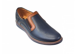 Pantofi barbati casual din piele naturala bleumarin - GKR90BLU
