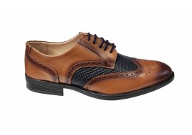 Pantofi barbati, din piele naturala, Maro - Bleumarin, TEST - 993MDBLM