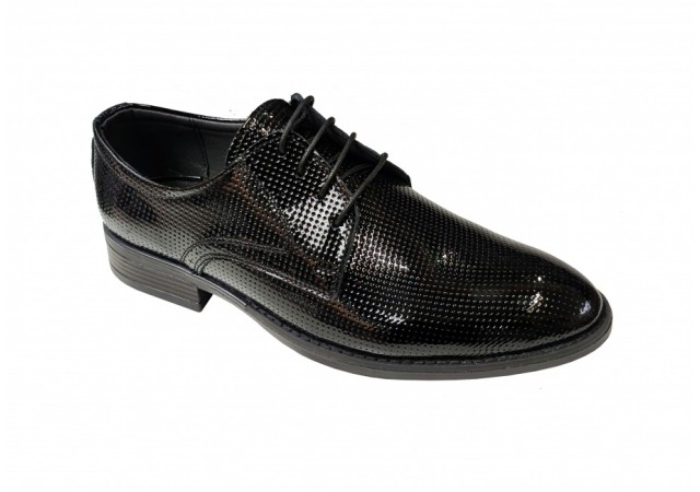 Oferta marimea 44- Pantofi barbati eleganti, din piele naturala, Negru LAC, CIUCALETI SHOES - LPB101LACG