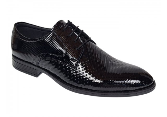 Oferta marimea 44- Pantofi barbati eleganti, din piele naturala, Negru LAC, CIUCALETI SHOES - LPB101LACG