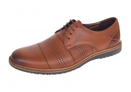 Pantofi barbati casual din piele naturala maro cu perforatii 267M