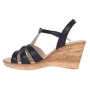 Sandale dama negre din piele naturala box cu barete impletite si talpa tip pana S51NBOX