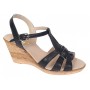 Sandale dama negre din piele naturala box cu barete impletite si talpa tip pana S51NBOX