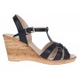 Sandale dama negre din piele naturala box cu barete impletite si talpa tip pana S51NBOX
