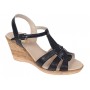 Sandale dama negre din piele naturala box cu barete impletite si talpa tip pana S51NBOX