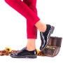 Oferta marimea 37, 38- Pantofi dama casual din piele naturala lacuita cu siret - LNA239NL