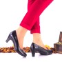 Pantofi dama casual negri din piele naturala toc 5cm -NA121