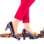 Pantofi dama din piele naturala negri toc 7cm - NA164
