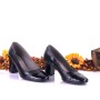 Pantofi dama eleganti din piele naturala ,negri si piele naturala lacuita toc 5cm - NAA3B