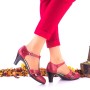 Oferta marimea 39, 40 - Pantofi dama din piele naturala rosu si piele naturala lacuita toc 7cm - LNA173RPL