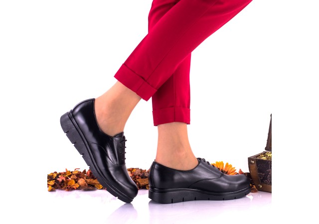 Pantofi dama negri, casual din piele naturala NABVS1
