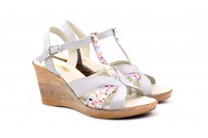 Sandale dama gri cu color din piele naturala - NA119GRI