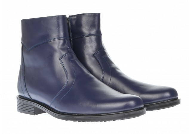 Ghete barbati bleumarin, office, elegante din piele naturala, cu fermoar - GB99BLM