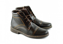 Ghete barbati casual - elegante din piele naturala maro ET99SM