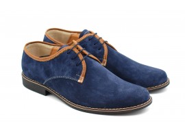 Oferta marimea 42, pantofi barbati casual, din piele naturala, culoare bleumarin LP34BLUE