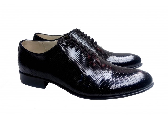 Pantofi barbati lux - eleganti din piele naturala - Negru perforat STD35NLPERF