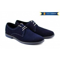 OFERTA  marimea     37 , 40- Pantofi barbati,  casual-eleganti,  din piele naturala intoarsa,bleumarin - LPABLUVEL