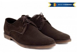 OFERTA  marimea   37,  38,   39 - Pantofi barbati, casual - eleganti din piele naturala intoarsa, maro - LPAMVEL