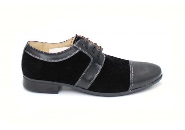 Pantofi negri barbati casual - eleganti din piele naturala - Made in Romania