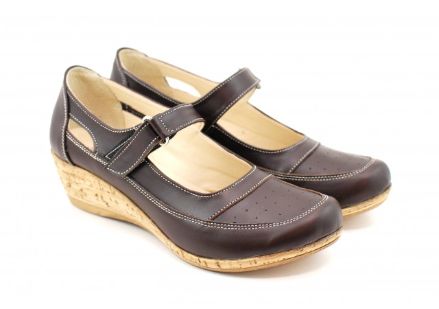 Oferta marimea 38, pantofi dama cu platforma din piele naturala, maro - LP9154MBOX2