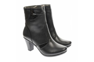 Ghete dama din piele naturala, cu fermoar, negre, IMBLANITE - MVS46N