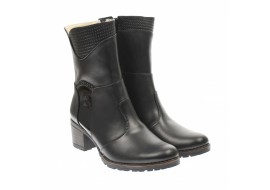 Ghete dama din piele naturala, cu fermoar, negre, IMBLANITE - MVS53N