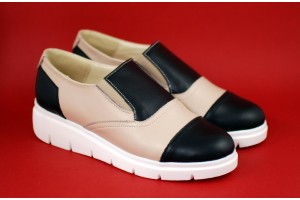 Pantofi dama casual din piele naturala de culoare bej - RUT4BN