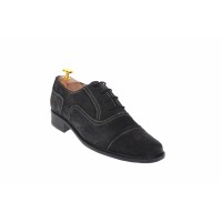 Pantofi barbati eleganti din piele naturala, intoarsa, culoare gri inchis, P32G
