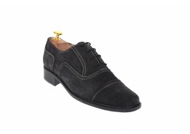 Oferta marimea 40 - Pantofi barbati eleganti din piele naturala, intoarsa, culoare gri inchis, LP32G