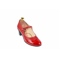 Oferta marimea 40 -  Pantofi dama, rosii, eleganti, din piele naturala in combinatie cu piele lac, cu toc de 5 cm, LP104RR
