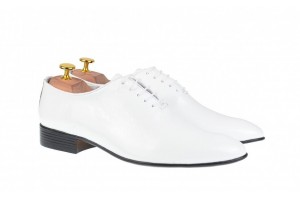 Pantofi barbati de gala, eleganti, alb lacuiti, din piele naturala ENZO MOD1ALBLAC