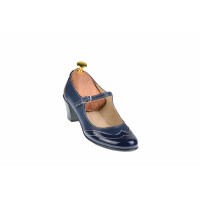 Oferta marimea 35, 40 - Pantofi dama, eleganti, din piele naturala in combinatie cu piele lac, culoare bleumarin - LP104BLBL