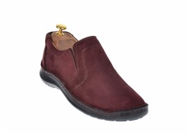 Marimea 41, Pantofi barbati casual, cu elastic, din piele naturala, intoarsa, BORDO, LVIC2350VIS